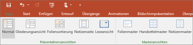 Abbildung des Menüs 'Ansicht' in PowerPoint