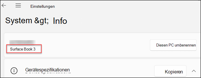 Zeigt die Geräteinformationen am oberen Rand des Fensters unter dem Bildschirmtitel an.