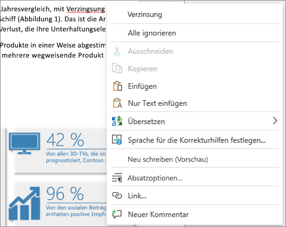 "Rechtschreibprüfung" – Menü 