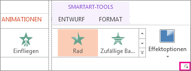 Startprogramm für das Dialogfeld auf der Registerkarte 'Animationen'