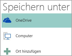 Screenshot der Option "Speichern unter" in Publisher