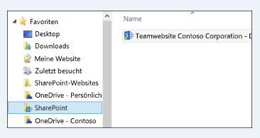 Suchen von synchronisierten Websitebibliotheken im SharePoint-Ordner unter "Favoriten"