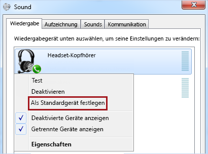 Gerät unter Windows als Standard festlegen