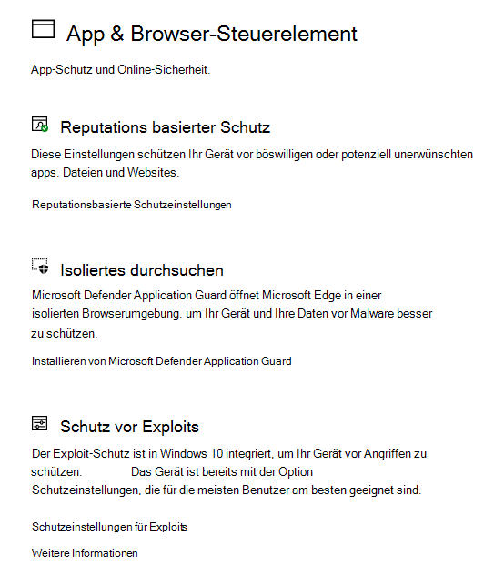 App- & Browsersteuerung in Windows-Sicherheit