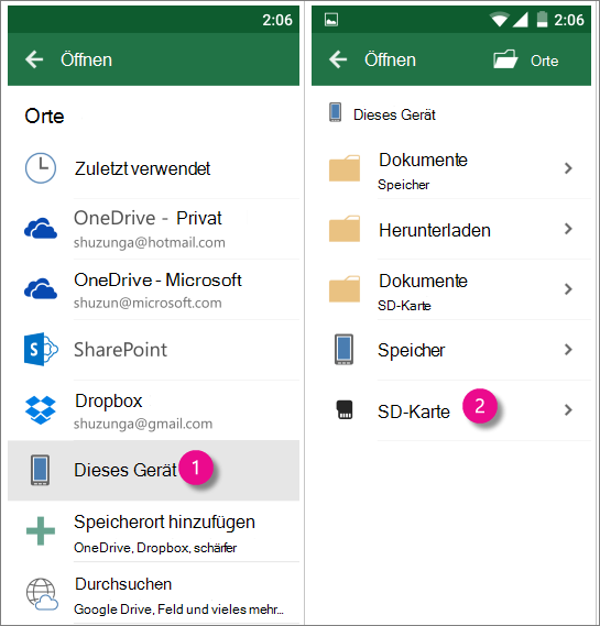 Office für Android-SD-Karte