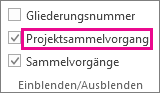 'Projektsammelvorgang' auf der Registerkarte 'Format'
