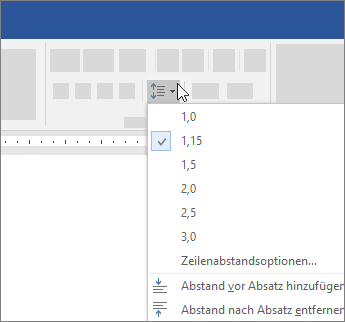 Optionen zum Ändern des Zeilenabstands in Word