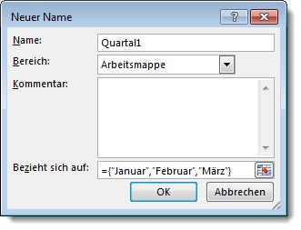 Das Dialogfeld 'Neuer Name'