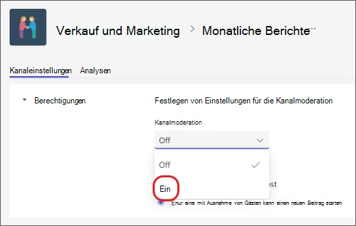 Kanalmoderation aktivieren