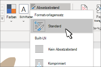 Standard unter Ausgewählter Formatvorlagensatz