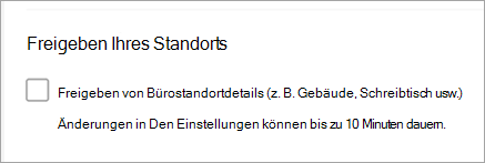 Screenshot: "Office-Standort freigeben" ist deaktiviert