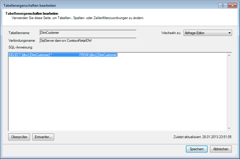 SQL-Abfrage mit kürzerer Standardsyntax