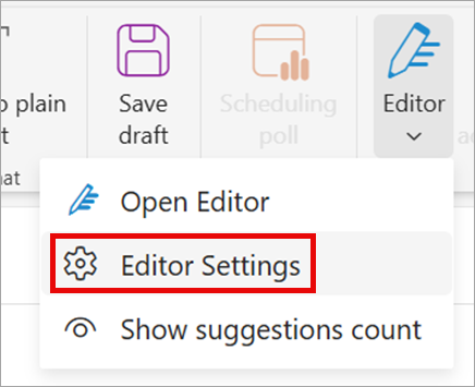 Wählen Sie im Menüband Editor > Editor Settings (Editoreinstellungen) aus.