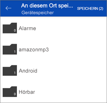 Speichern von Dateien von OneDrive