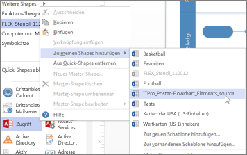 Heruntergeladene Shapes zu Schablonen hinzufügen