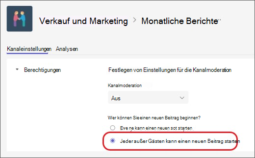 Kanalmoderation schließt Gäste aus
