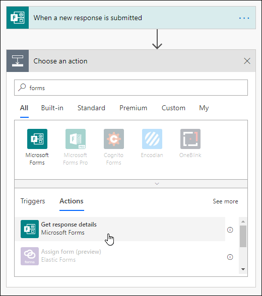 Wählen Sie Antwortdetails für Ihr Formular als Aktion in Power Automate