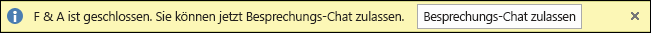 Screenshot der Benachrichtigung zur Beendigung von F&A