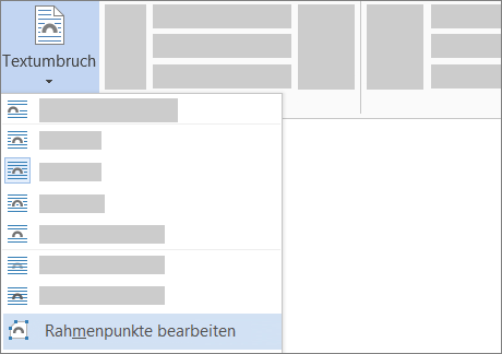 Option "Rahmenpunkte bearbeiten" für "Zeilenumbruch" im Menüband