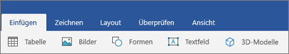 Die Registerkarte "Einfügen" des Menübands mit der Schaltfläche "3D-Modelle"