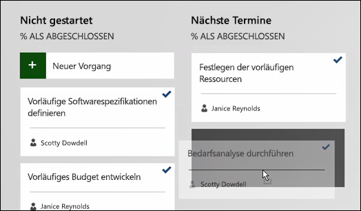 Verschieben einer Aufgabe in der aktuellen Sprints-Tafel