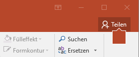 Die Schaltfläche "Teilen" im Menüband in PowerPoint 2016