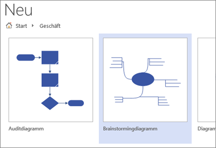 Auswählen der Vorlage "Brainstormingdiagramm"