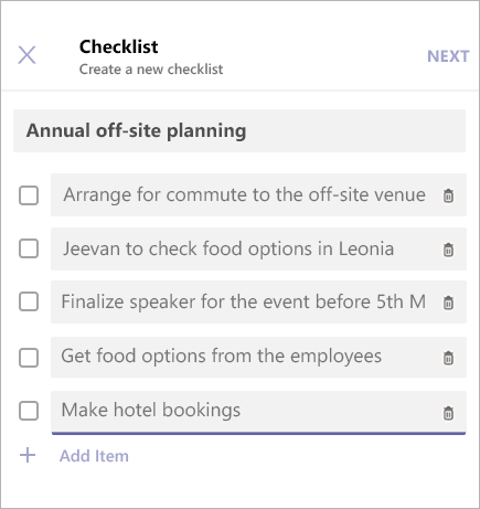 Elemente zu einer Checkliste in Microsoft Teams hinzufügen