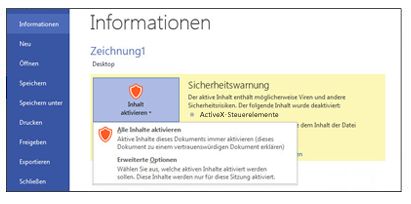 Sicherheitswarnung, vertrauenswürdiges Dokument