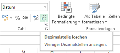 Schaltfläche 'Dezimalstellen löschen'