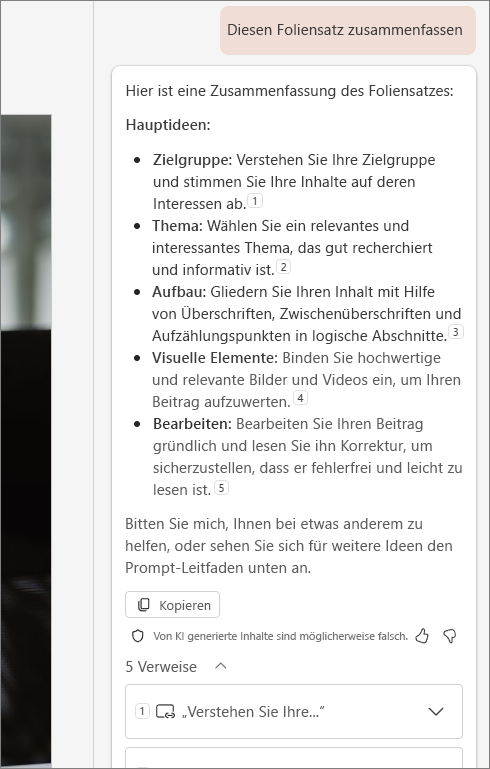 Screenshot: Zusammenfassung dieses Foliensatz-Features mit Zitaten