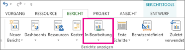 Schaltfläche 'In Arbeit' auf der Registerkarte 'Bericht'