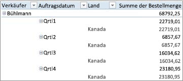 PivotTable im Gliederungsformat