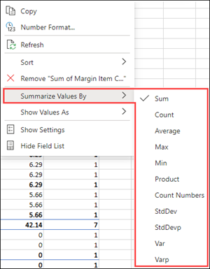 Summarize By in Excel für das Web