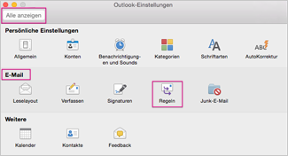 Klicken Sie unter "E-Mail" auf "Regeln".