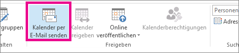 Klicken Sie auf der Registerkarte 'Start' auf 'Kalender per E-Mail senden'