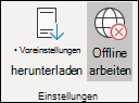 "Offline arbeiten" ausgewählt