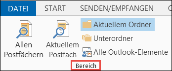 Auswählen des Bereichs zum Einschränken der Suchergebnisse