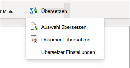 Schaltfläche "übersetzen" – Word für das Web
