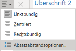 Screenshot der Option "Absatzabstand" im Menü "Start".