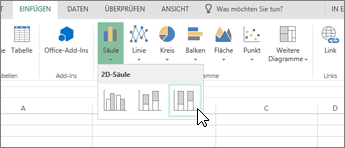 Registerkarte "Einfügen", Menü "Diagramme"