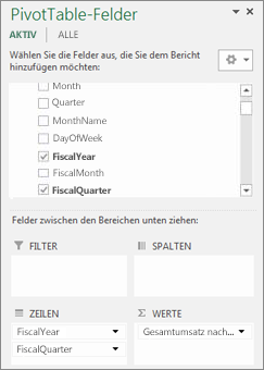 PivotTable-Feldliste