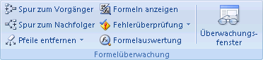 Die Gruppe 'Formelüberwachung' auf der Registerkarte 'Formeln'