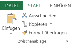 Schaltflächen 'Kopieren' und 'Einfügen' auf der Registerkarte 'Start'