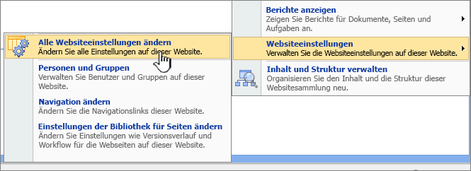 Option "Alle Websiteeinstellungen ändern" unter "Websiteeinstellungen"