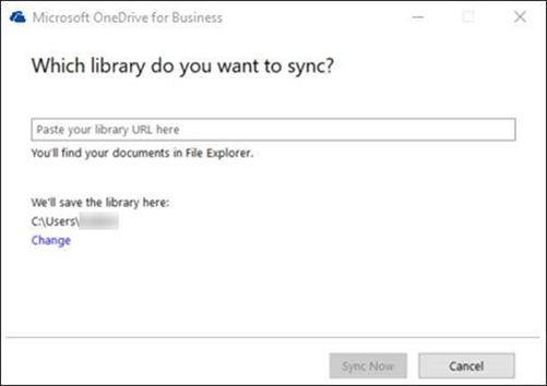 OneDrive for Business – auswählen der zu synchronisierenden Bibliothek