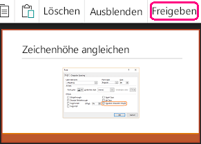 Der Befehl "Freigeben" in PowerPoint für Android