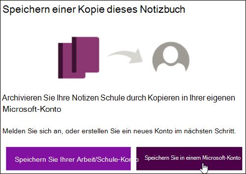 Speichern in einem Microsoft-Konto