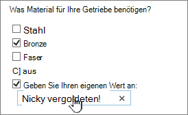 Geben Sie einen eigenen Wert Frage in einer Umfrage mit