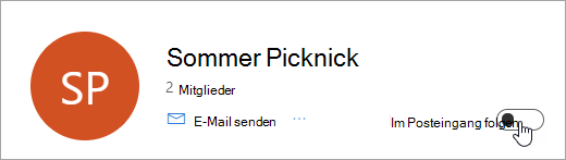 Screenshot der Umschaltfläche "Im Posteingang folgen" auf "Aus" festgelegt